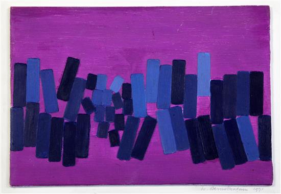 § Wilhelmina Barns-Graham (1912-2004) Blue Oblongs on Purple 2 12.25 x 15in.